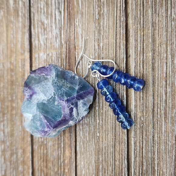Persephone's Daughter Jewelry - Blue Quartz and Sterling Silver Drop Stack Earrings